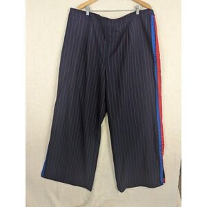 La Ligne X Target Size 2X Side Stripe Wide Leg Trousers Navy Blue Red EUC